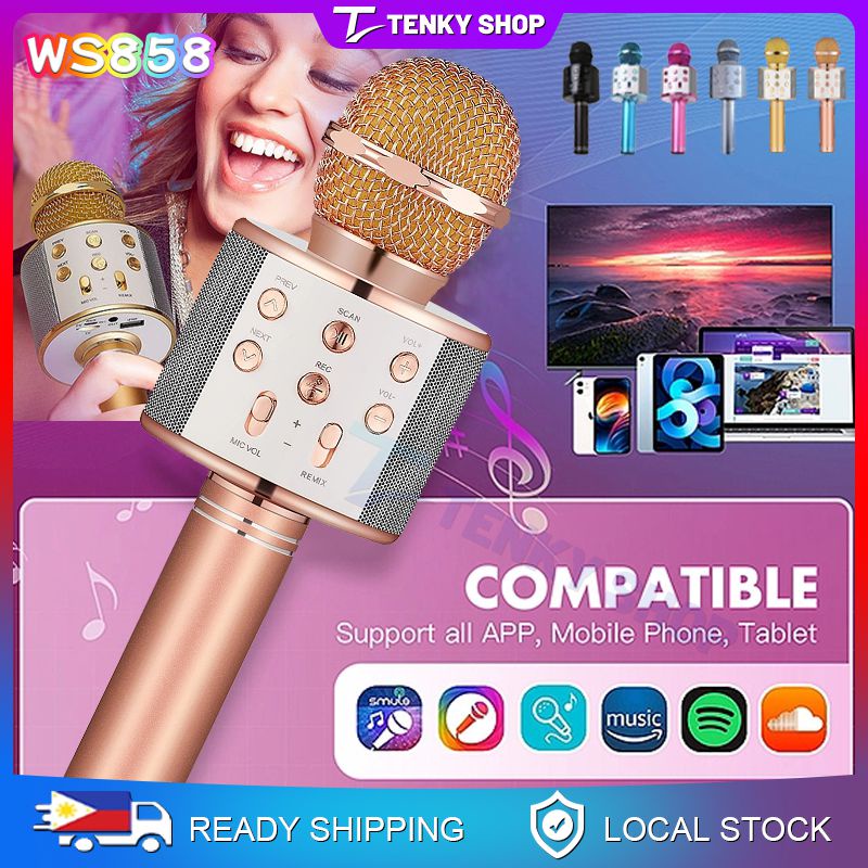 Original WS858 Wireless Bluetooth Microphone KTV Karaoke Speaker