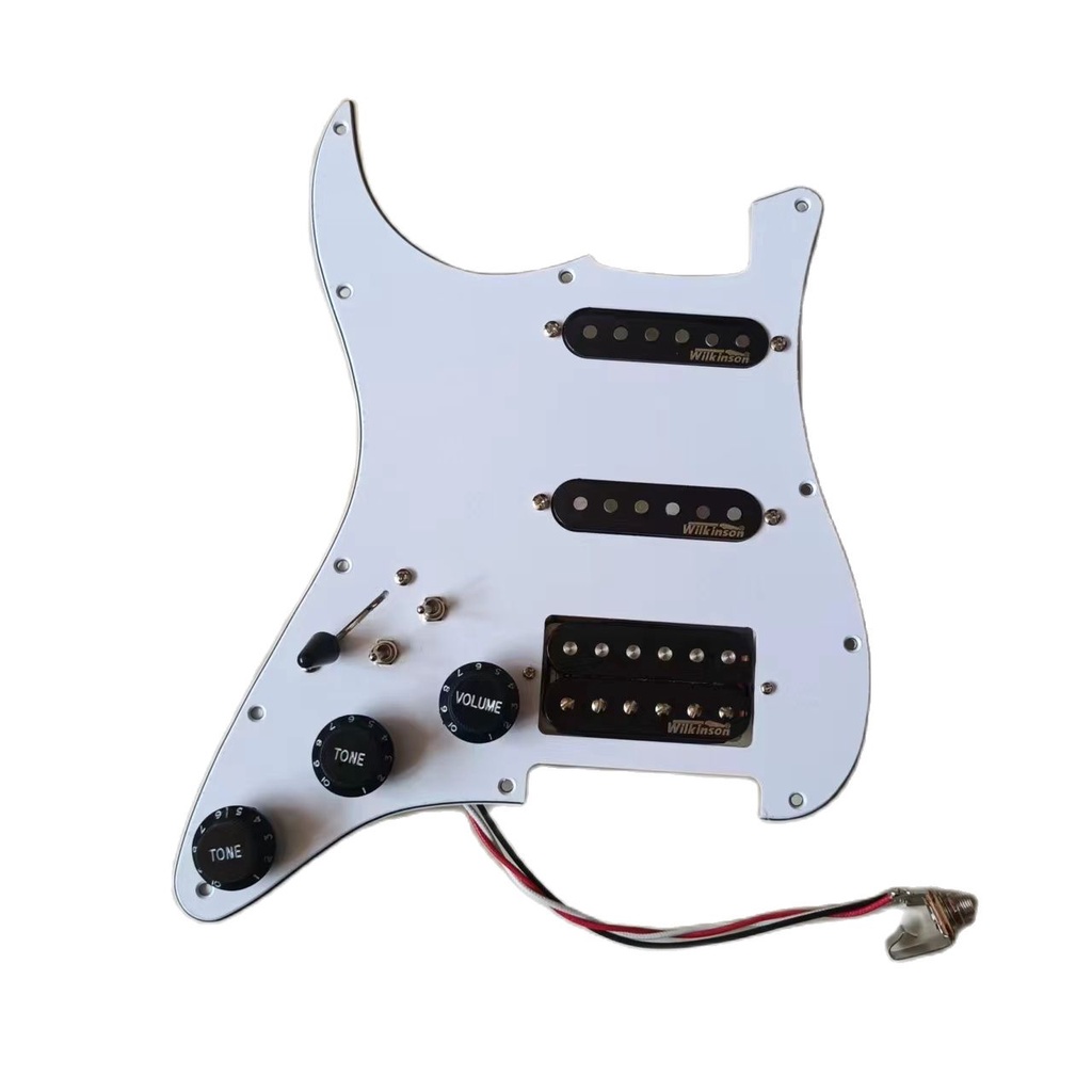 Rare SSH Left Handed Prewired Loaded Strat Pickguard Set Black Wilkinson Alnico 5 Pickups