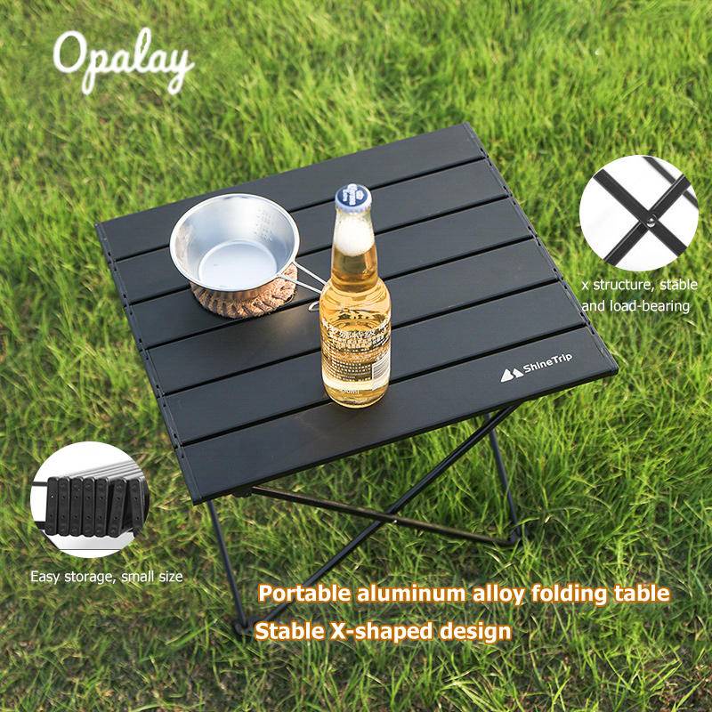 Portable Camping Table with Aluminum Table Top, Folding Beach Table