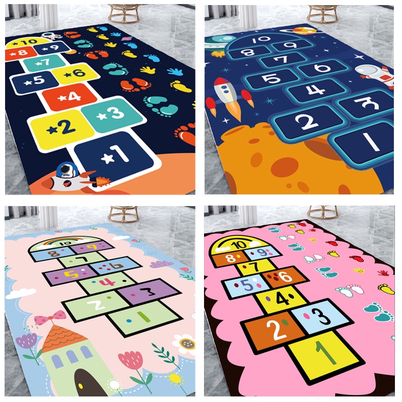 Kids Play Rug Mat Playmat with Non-Slip Design, Hopscotch Game for ...