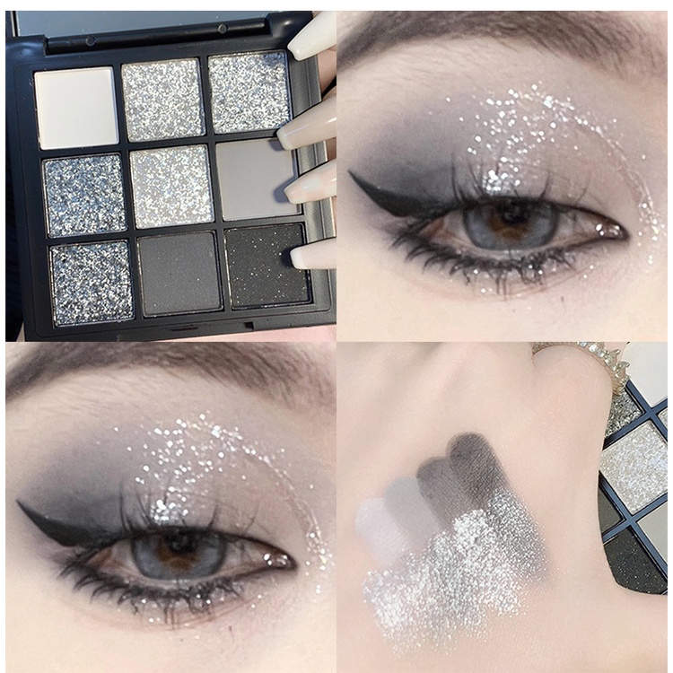 3Styles 9IN1 Pure Wild Makeup Black Gray Eyeshadow Palette Pearlescent ...