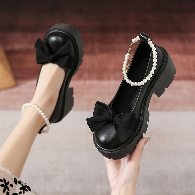 Mary Jane Shoes platform with Heel for Women school Patent Leather