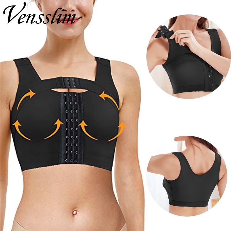 Women Front Buckle Closure Sports Bra Adjustable Strap Post Surgery  Underwear With Breast Support Shapewear