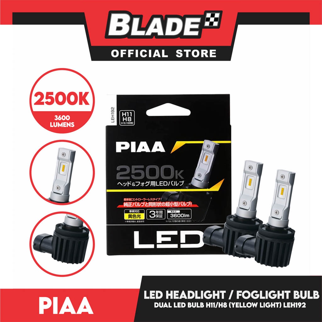 Piaa LED Bulb H11 H8 Leh-192 2500k Yellow 4th Gen Ultra Compact ...
