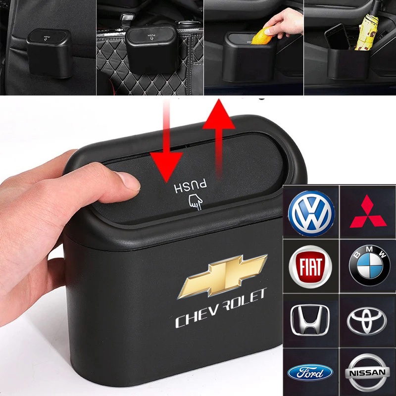 Car Garbage Bin Hanging Vehicle Dust Storage Box Square Black Garbage ...