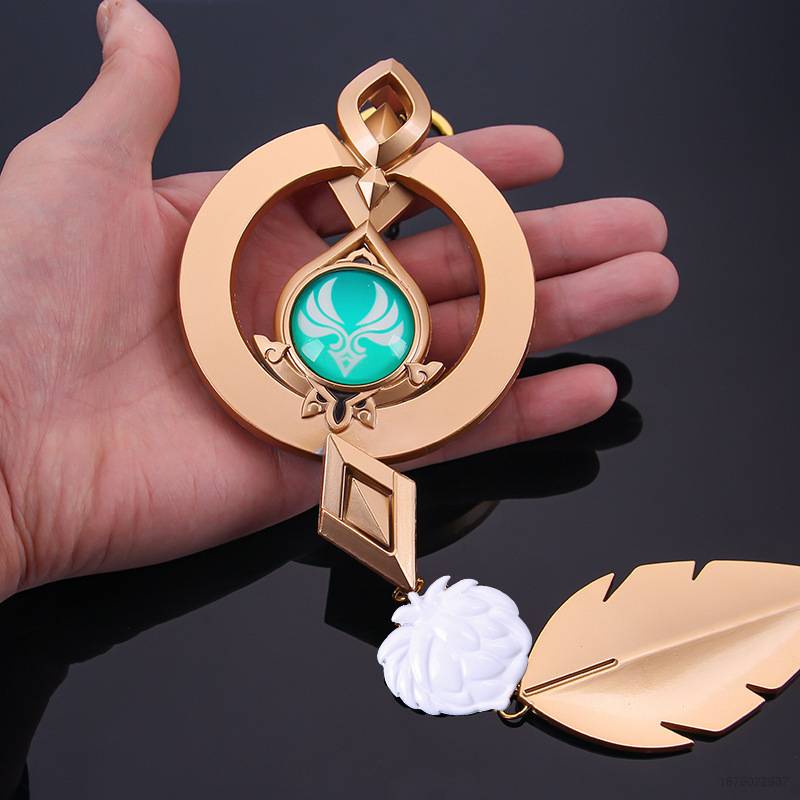 Sta5 Genshin Impact Large Venti Vision Metal Keychain Wanderer Feather 