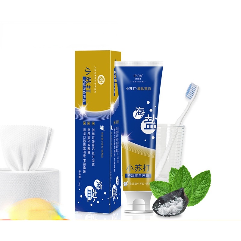 HoubIITE Sea Salt Baking Soda Toothpaste Scaling Removing Whitening Yellowing Removing Breath