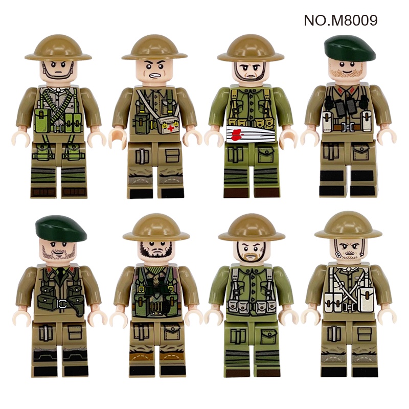 8pcs/set Infantry Sergeant Medic Scout Signaller Army Set Military