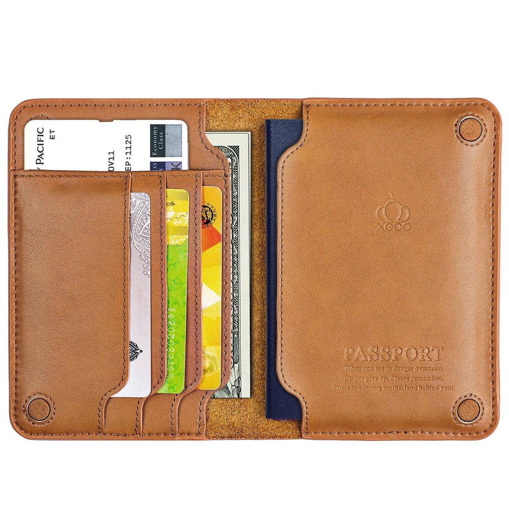 Real Leather Passport Cover Ticket Wallet Travel Document Storage Bag ...