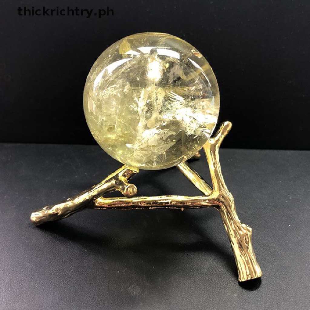 RICHTRY 1Pc Crystal Ball Base Tree Leaf Shape Metal Holder Sphere Stone