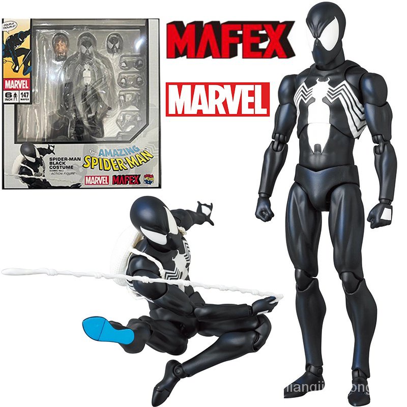 Medicom Toy Mafex 147 Marvel The Amazing Spider-Man Black Costum Spider ...