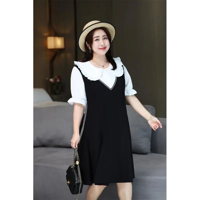 Large Size Fat Sister Western Style Age Reducing Doll Collar Long Sleeved Dress Womens Clothing 6314