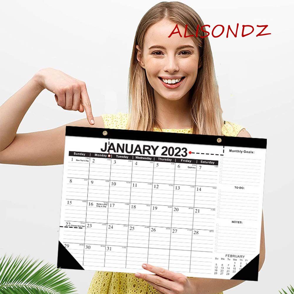 ALISONDZ English Calendar Portable Large Weekly Schedule Office