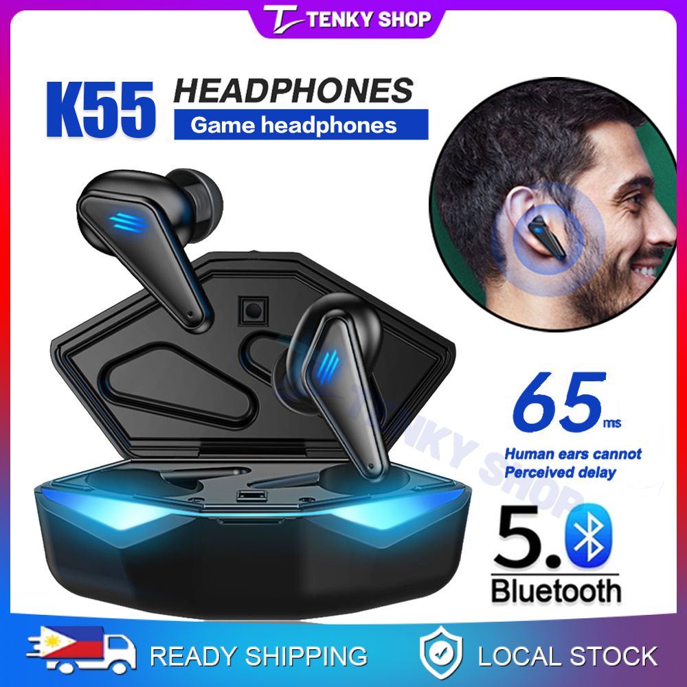 Local Stock K55 Bluetooth Earphones Gaming Low Latency Wireless Earbuds