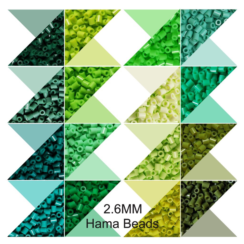 2.6mm Mini Beads 1,000pcs Green Colors Pixel Art Fuse for Kids Straw ...