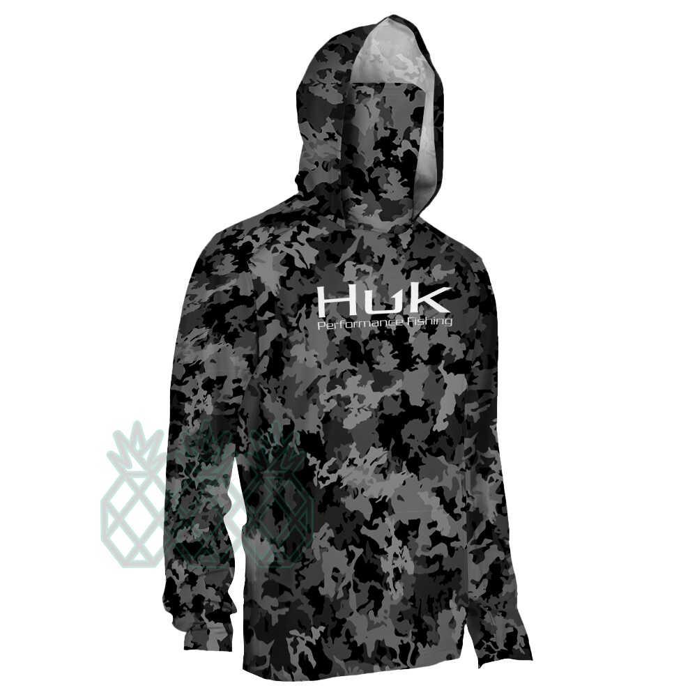 HUK Fishing Shirt Summer Performance Fishing Clothing Men s Long Sleeve Uv Protection Mask Fishing Hooded Shirts Upf 50 T shirt