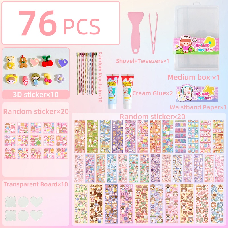 248 Pcs Boxed Cartoon Cream Gum Card Stickers Student Guka Deco DIY ...