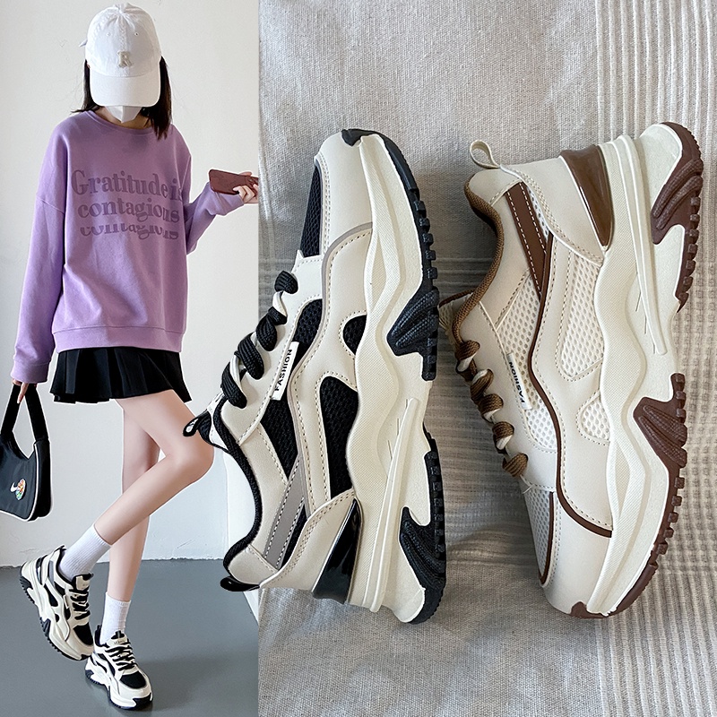 Women s Sneakers Korean Style Ulzzang Fashion Rubber Sole Low Top Platform Travel Gym Sports Shoes Ladies Black Lace ups