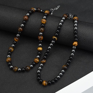 Retro Jewelry Accessories Hematite Obsidian Tiger Eye Beads Clavicle ...