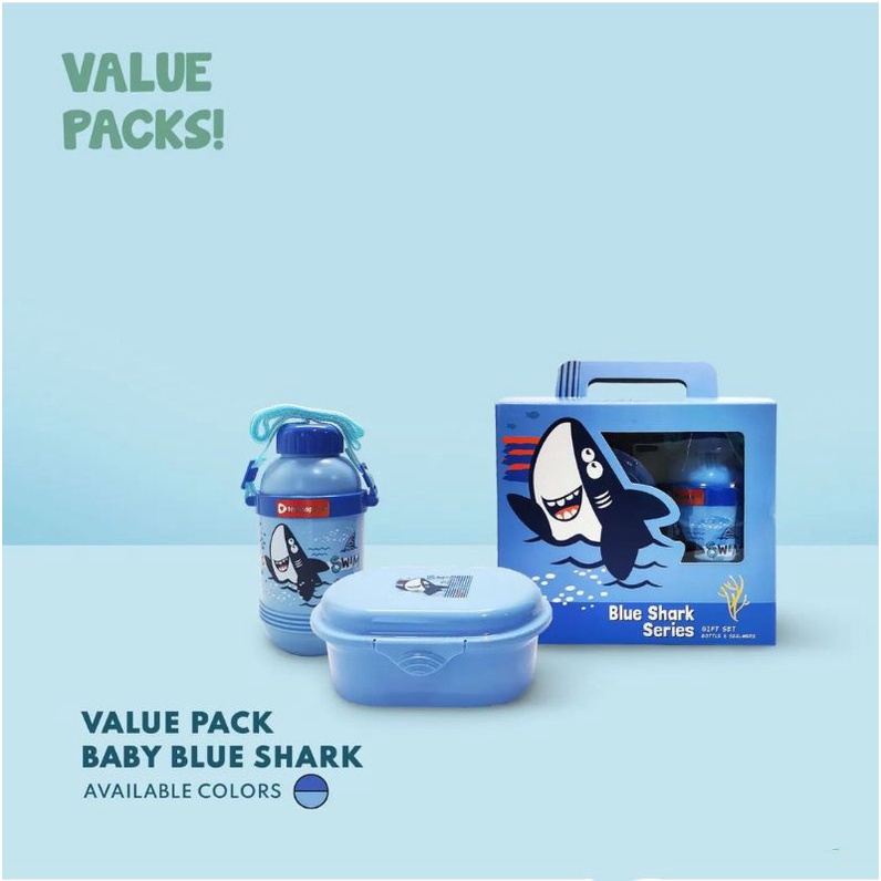 Best Selling!! Gift Set School Design Baby Shark Lunch Box & Happyhome