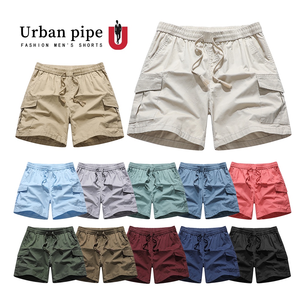 URBAN PIPE Above The Knee 4 Pocket Cargo Shorts For Men Drawsting Short ...