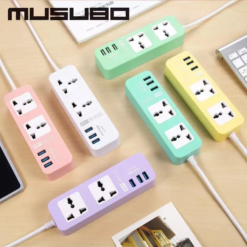 1.8M Candy color power universal socket 4 USB ports 2 British power ...