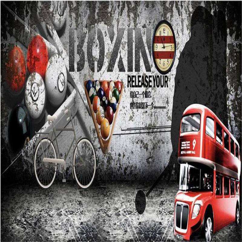 Custom Retro Industrial Style Gray Cement Wall Billiard Background ...