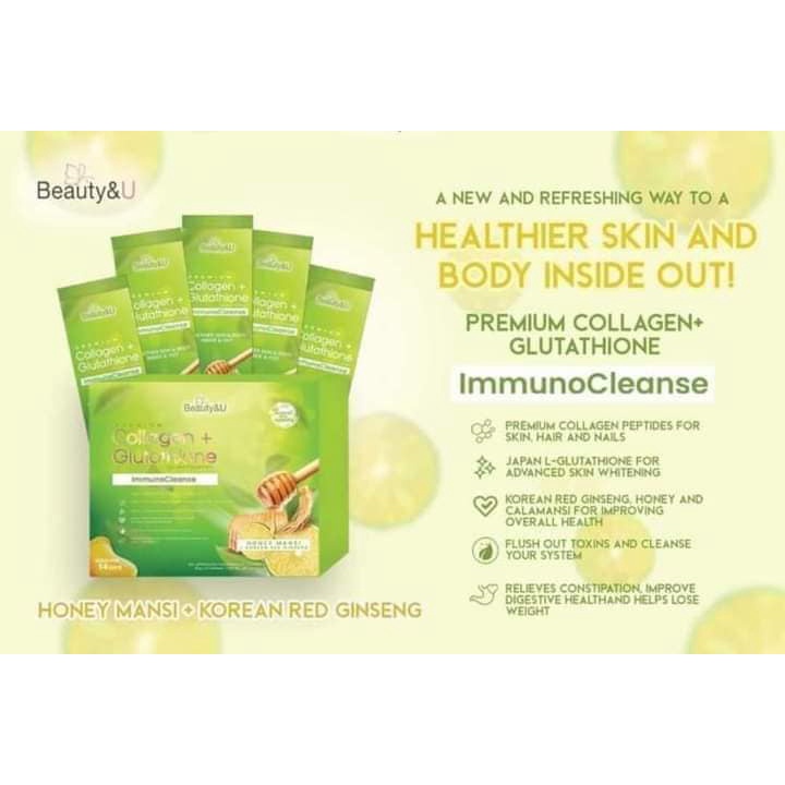 Authentic Immuno Cleanse By Beauty U Premium Collagen Glutathione