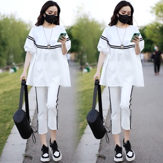  Cute Clothes For Women, Short Sleeve White Crop Tops Tee  Shirts + Pink Cargo Jogger Pants Outfits 2pcs Clothes SetLarge