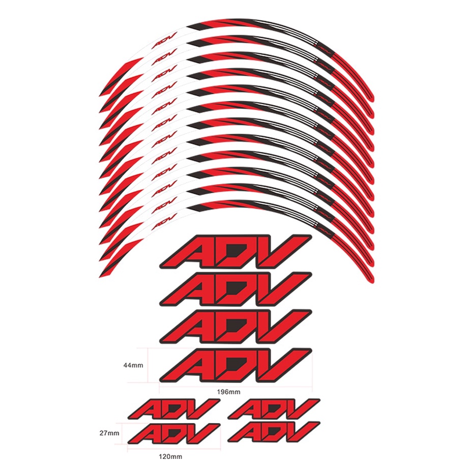 Motorcycle Wheel Sticker Waterproof Rim Stripe Hub Decal ADV 160 ...