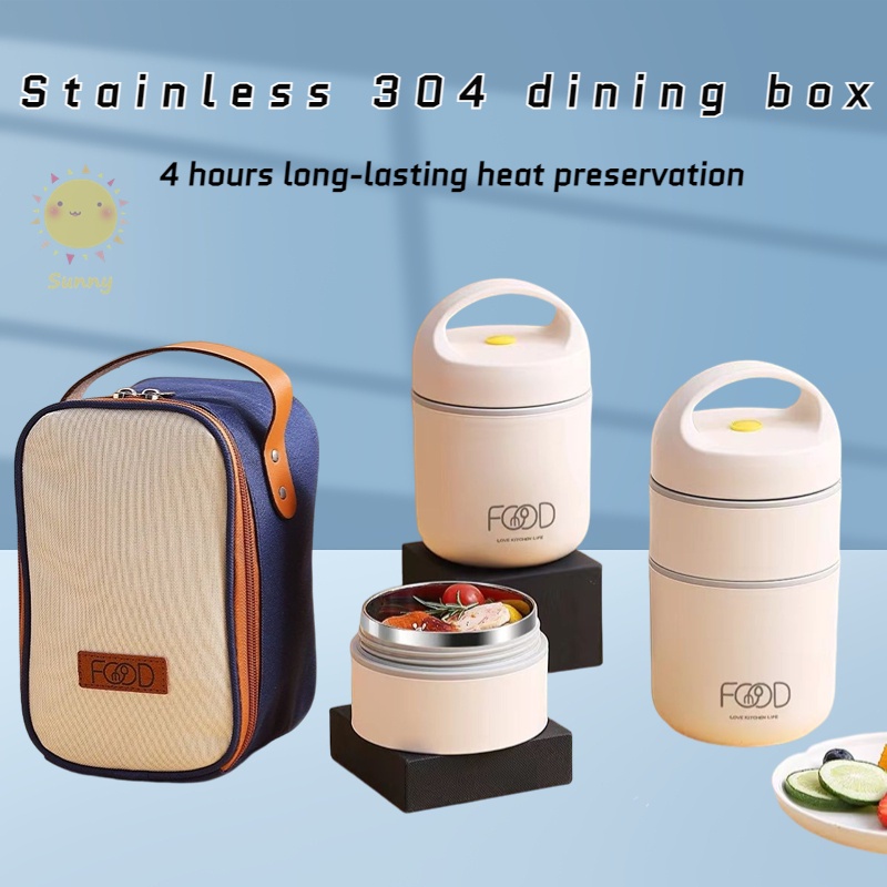 304 Stainless Steel Vacuum Thermal Lunch Box Insulated Lunch Bag Food
