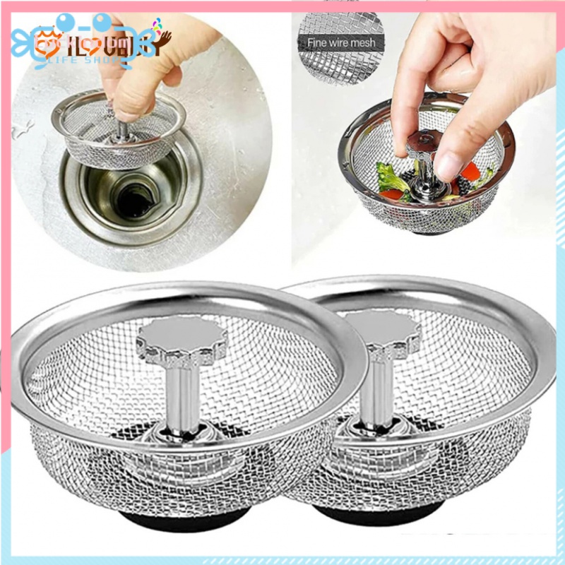 1Pc Stainless Steel Kitchen Sink Strainer Mesh with Handle and Rubber