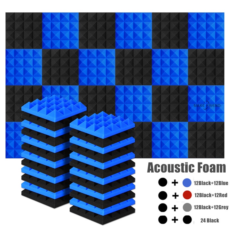 24pcs/lot Acoustic Foam Panel Wedge Studio Soundproofing Wall Tiles 30 ...