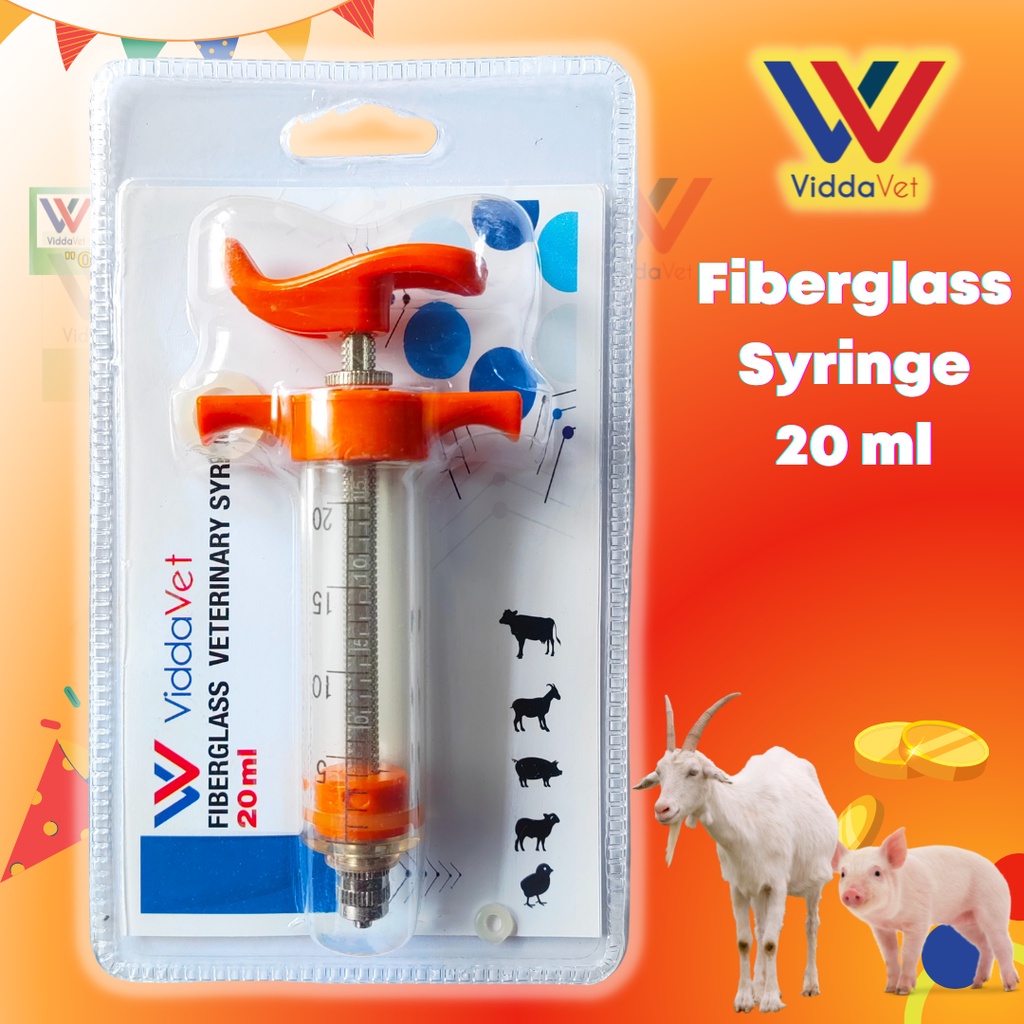 Viddavet 20 mL Orange Fiberglass syringe 20 ml syringe for pig syringe ...