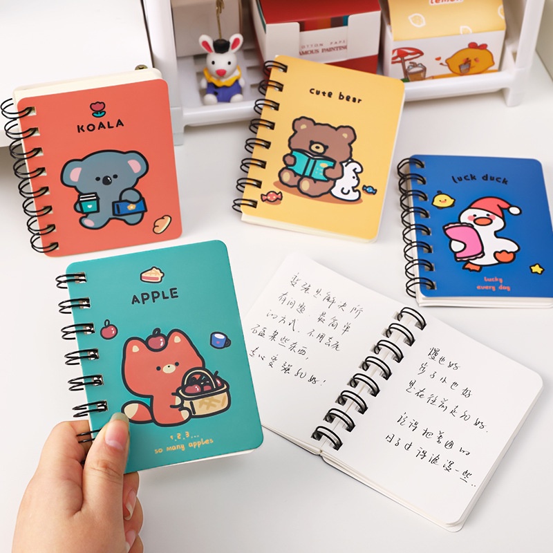 Cartoon A7 Small Coil Notebook Primary School Students Portable Mini ...