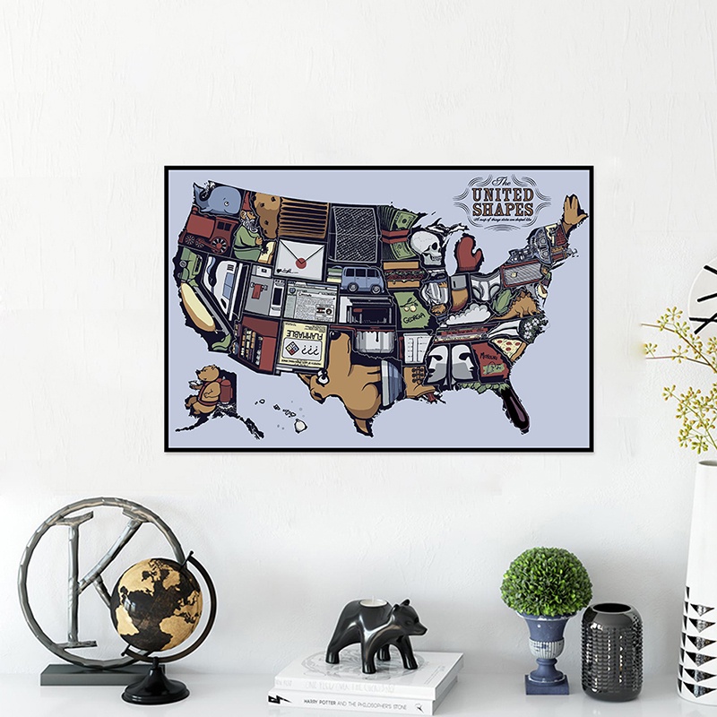 HOT English Abstract Art Map USA Wall Backdrop Cloth Wall Decor ...