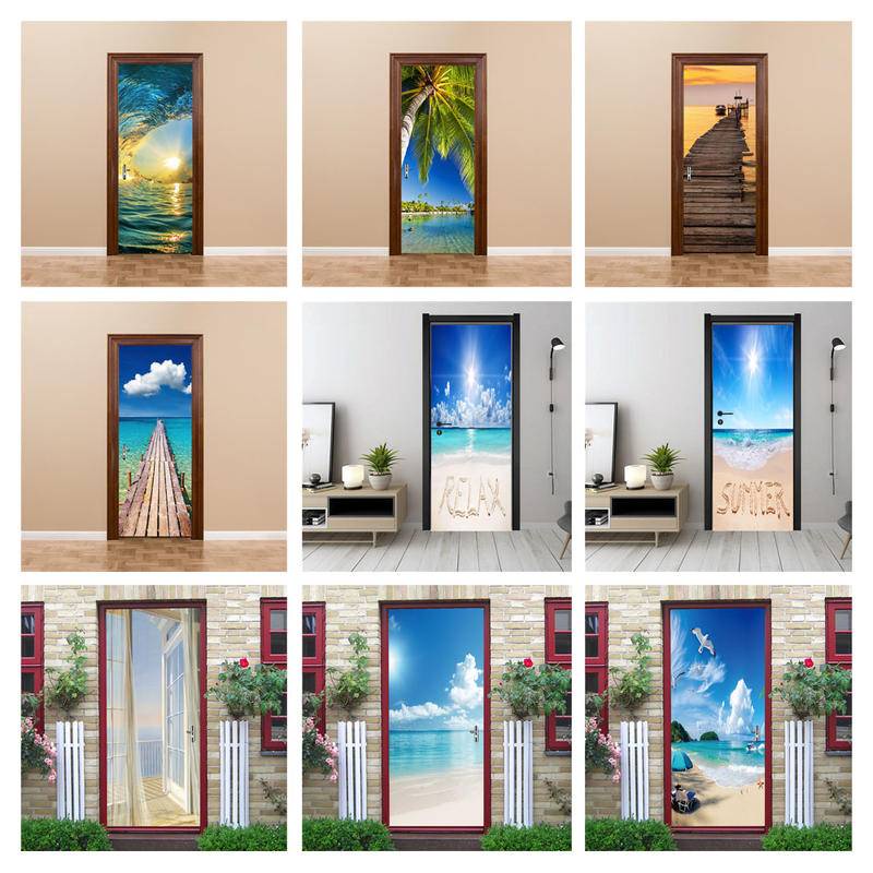 Custom Natural Scenery Door Sticker Vinyl Peel and Stick Wallpaper ...