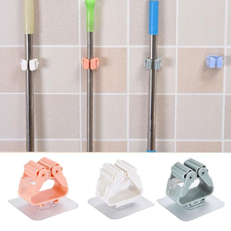 Nail-Free Space Saving Mop Storage Rack Wall Mounted Mop Organizer ...