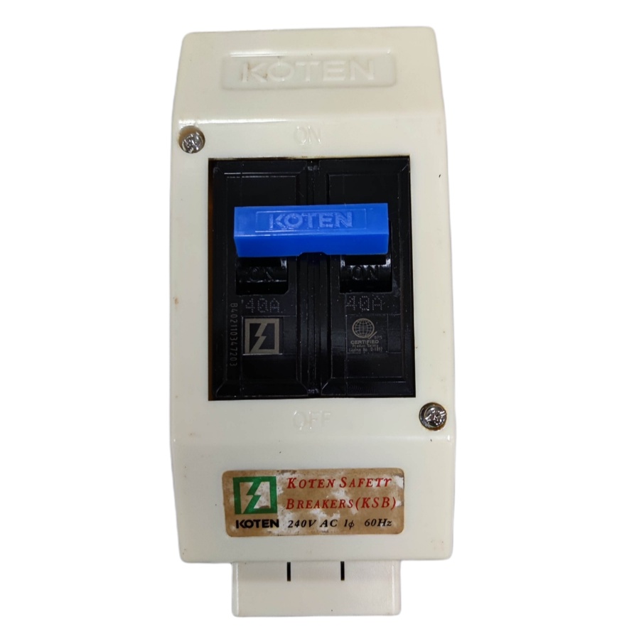 KOTEN 40A 2Pole Circuit Breaker with Enclosure and Universal Outlet MCB PVC Enclosure