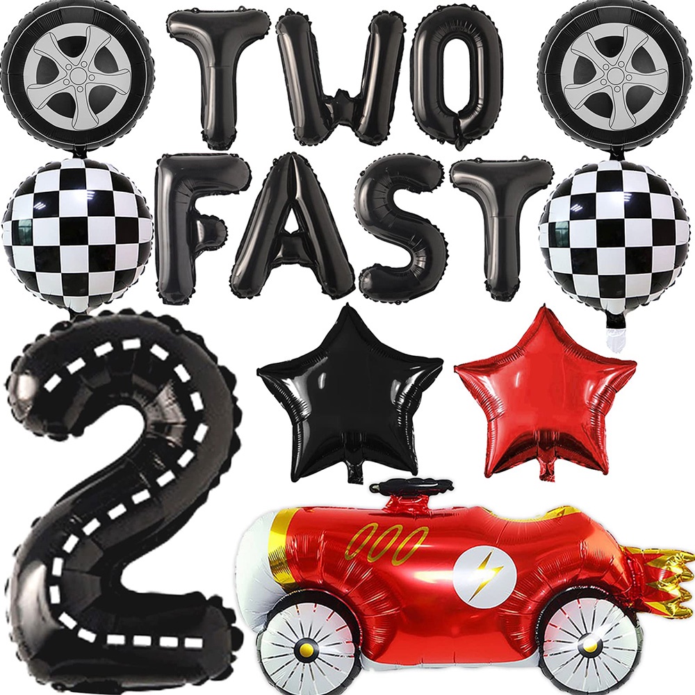 15PCS Race Car Birthday Party Decor 40Inch Racetrack Number Balloon 2 ...