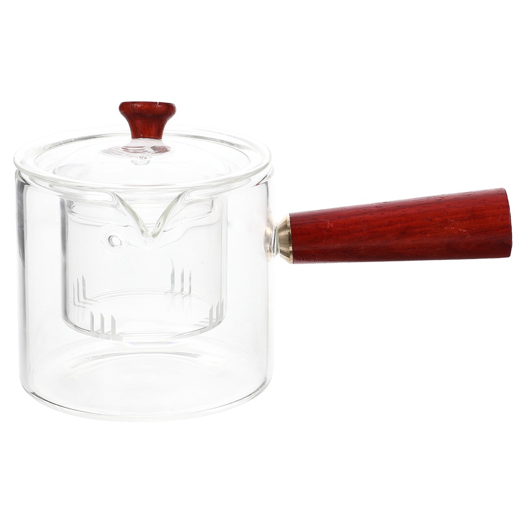 [READY STOCK] Wooden Handle Tea Maker Transparent Teapot Glass ...