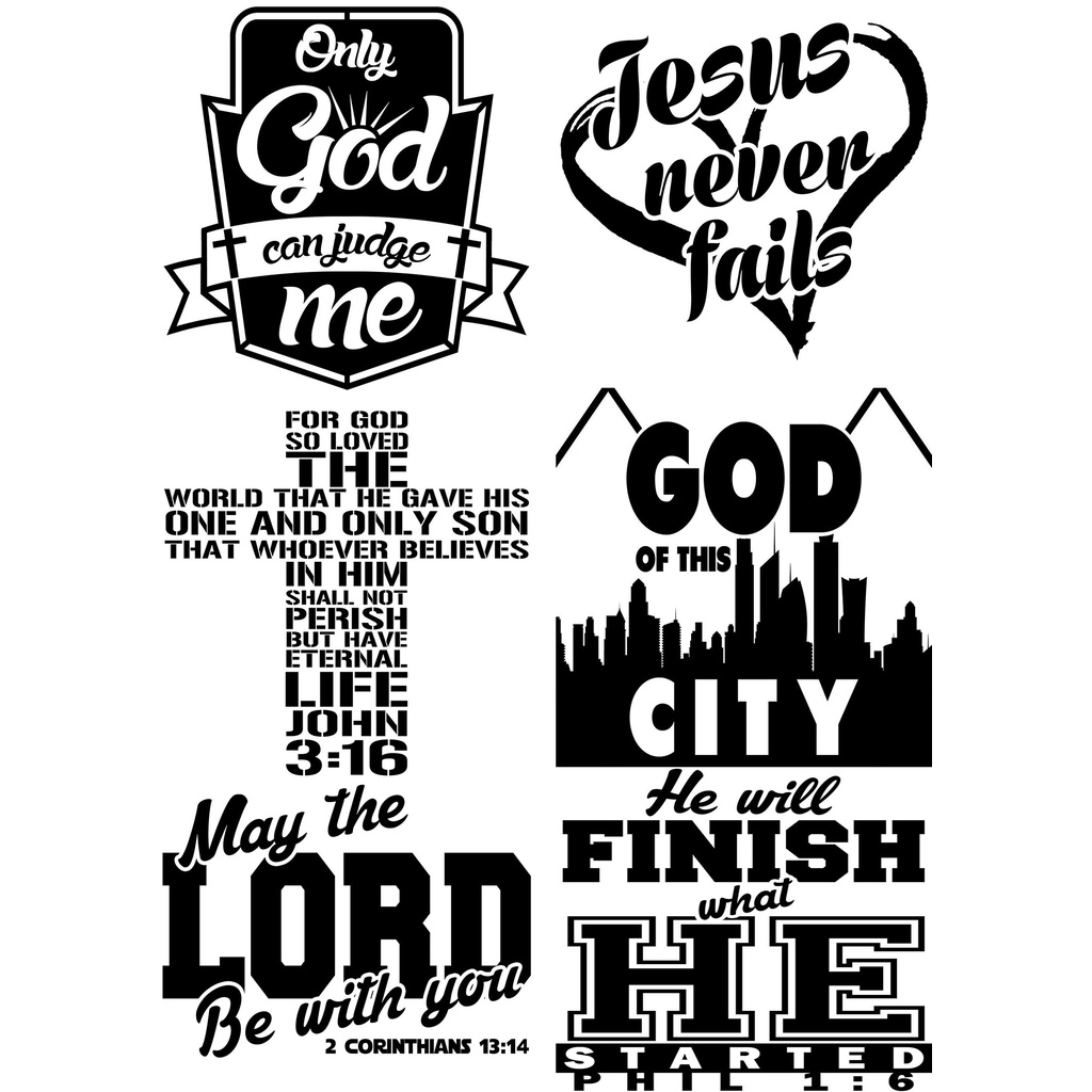 1 SET A4 SIZE 6PCS SET BIBLE VERSE VINYL STICKER A4 SIZE WEATHERPROOF ...