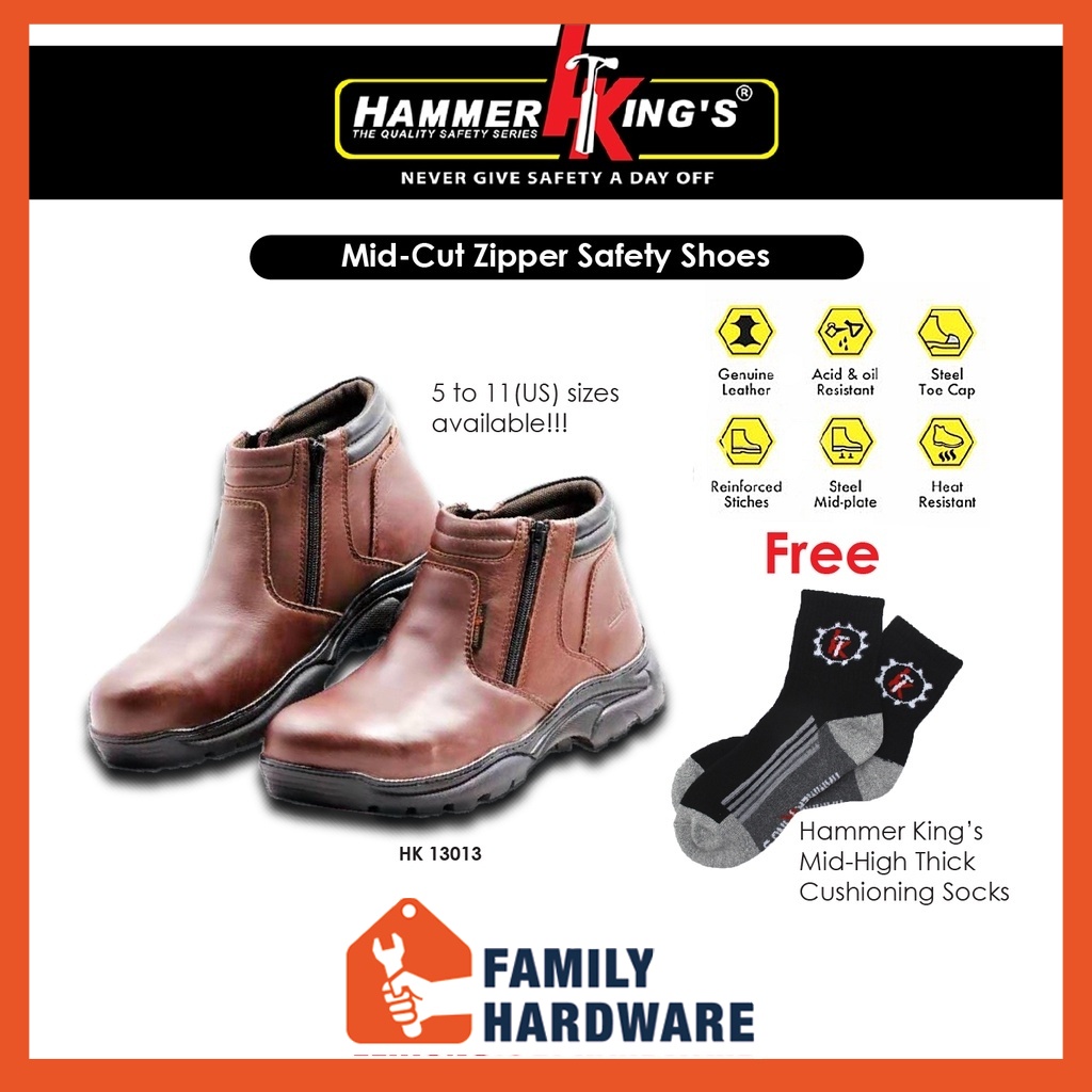 HAMMER KINGS Hammer King’s HK13013 HK 13013 Midcut Zipper Safety Boots