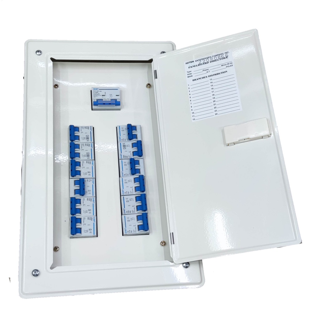 KOTEN Panel Board 12 Branches 100A main 2Pole for Miniature Circuit Breaker with 2 Pole MCB