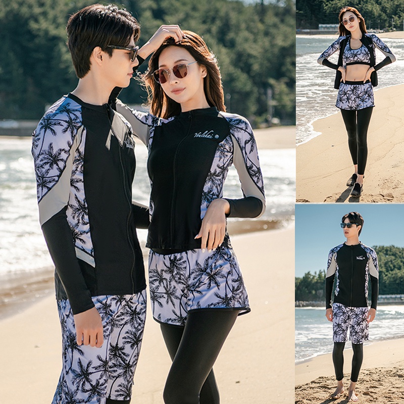 Long Sleeve Rash Guard Shirt Pants Men 3pcs/set Swimsuit Swimwear