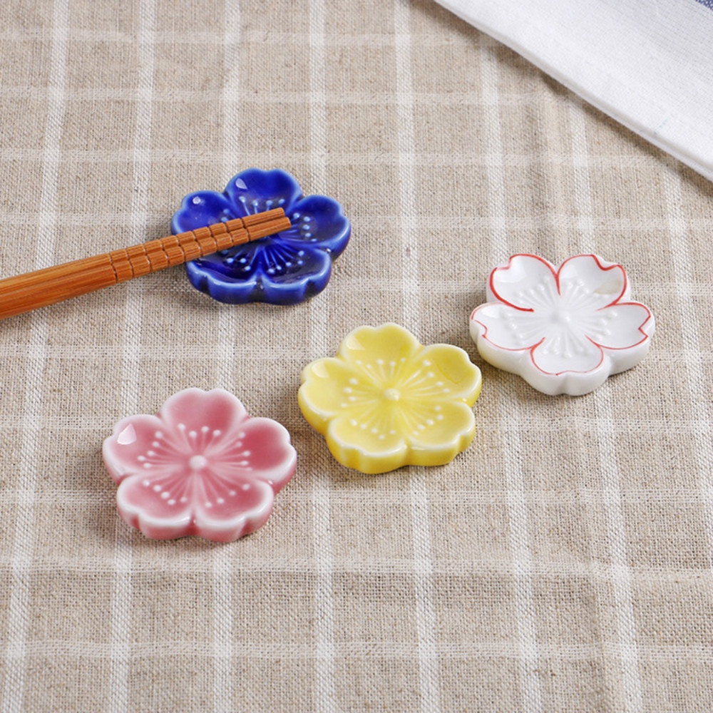 Elegant Cherry Blossom Ceramic Chopsticks Rest Rack Dinner Spoon Stand ...