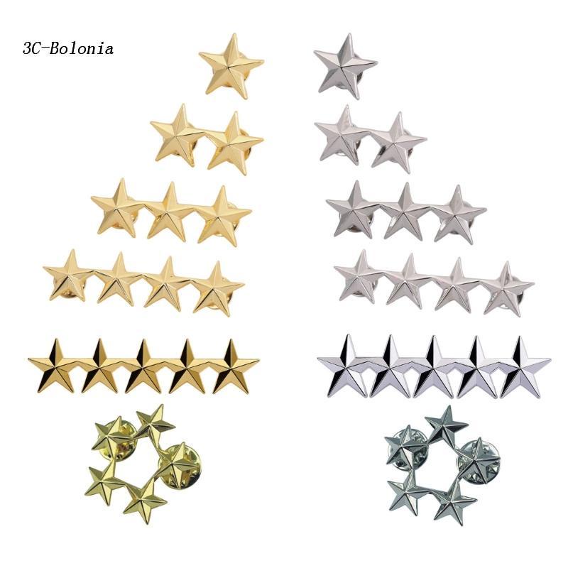 【PC】 5-Angled Star Badge Fashion Lapel Pins Silver/Gold Plated Metal ...