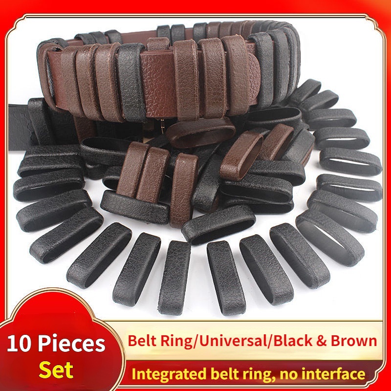 10pcs Set Genuine Men's Leather Belt Ring Belt Buckle Loop Fixing Tail