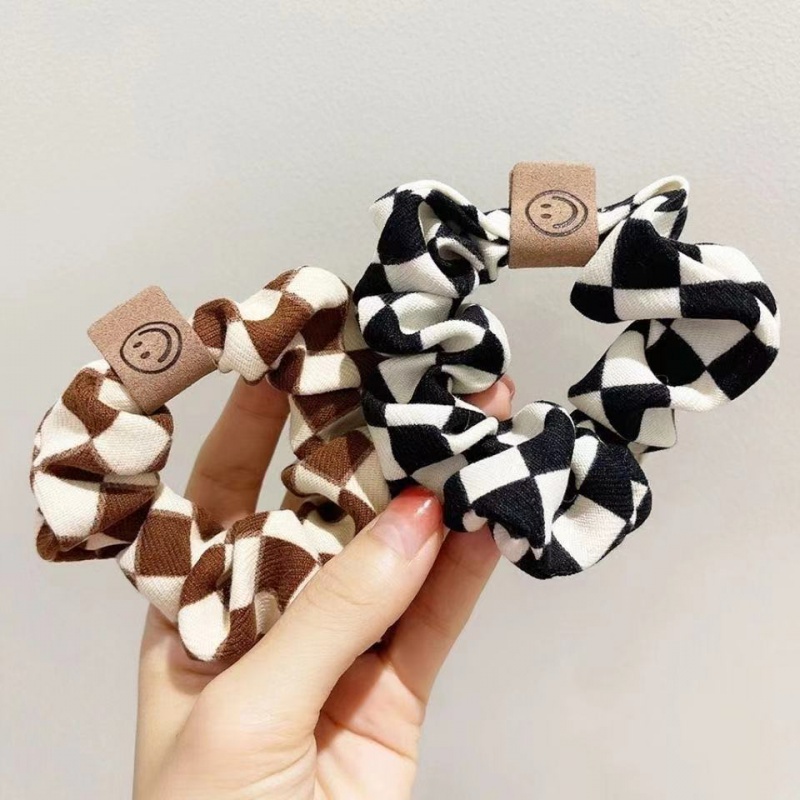 Temperament Checkerboard Black White Checkerboard Scrunchy Ring Hair ...