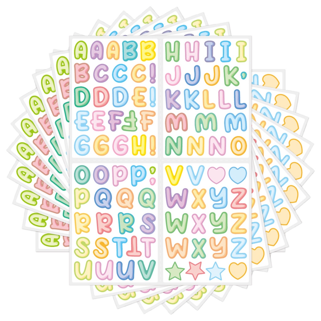 Cartoon Colorful English Letters Label Stickers Diy Cup Lunch Box Mark ...
